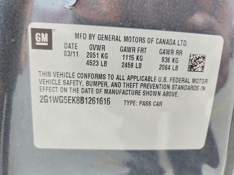 Aukcja sprzedaży 2011 Chevrolet Impala, vin: 2G1WG5EK8B1261616, numer aukcji: 61005106