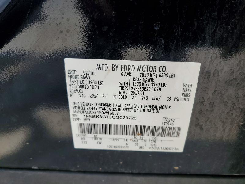 Продажа на аукционе авто 2016 Ford Explorer, vin: 1FM5K8GT3GGC23726, номер лота: 59314046