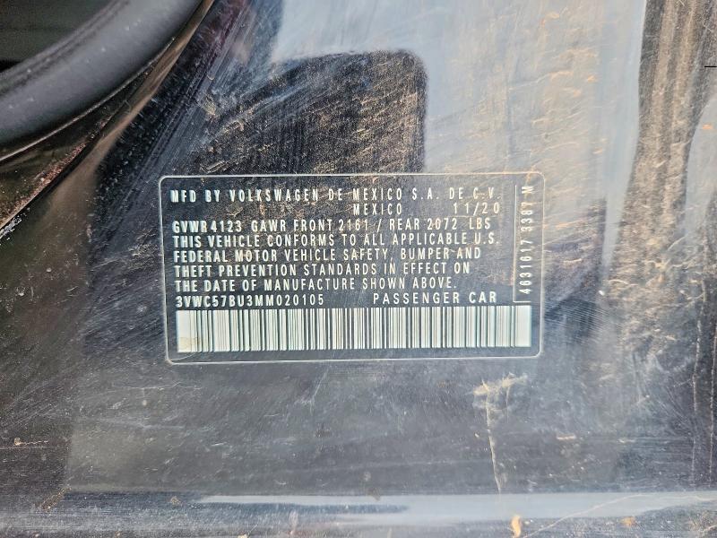 62520446 :رقم المزاد ، 3VWC57BU3MM020105 vin ، 2021 Volkswagen Jetta مزاد بيع