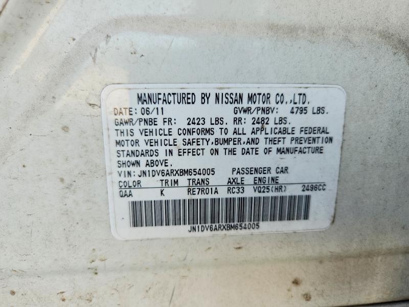 Aukcja sprzedaży 2011 Infiniti G25 Sedan, vin: JN1DV6ARXBM654005, numer aukcji: 63302956