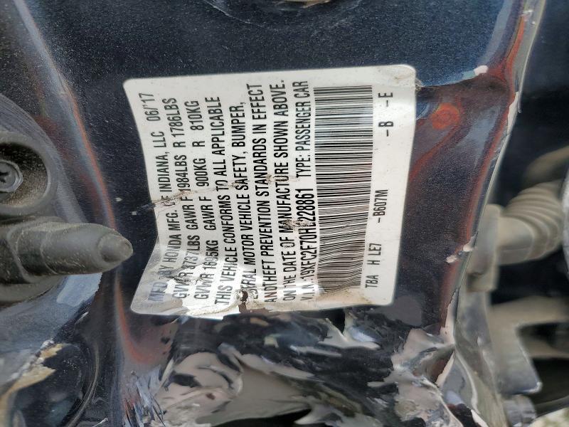 Продаж на аукціоні авто 2017 Honda Civic, vin: 19XFC2F70HE228861, номер лоту: 60792696