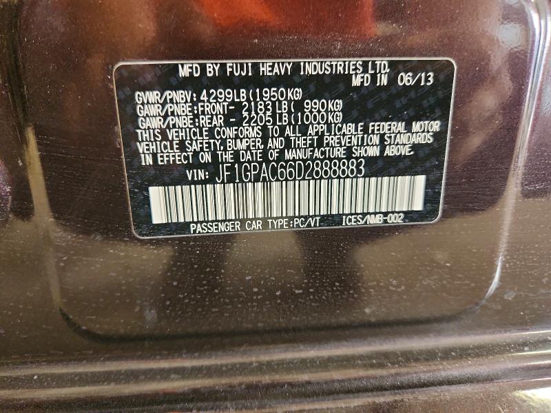 Aukcja sprzedaży 2013 Subaru Impreza, vin: JF1GPAC66D2888883, numer aukcji: 60260806