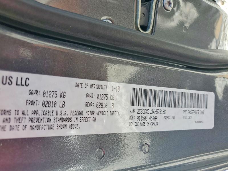 Auction sale of the 2019 Dodge Charger, vin: 2C3CDXGJ3KH579156, lot number: 62386306