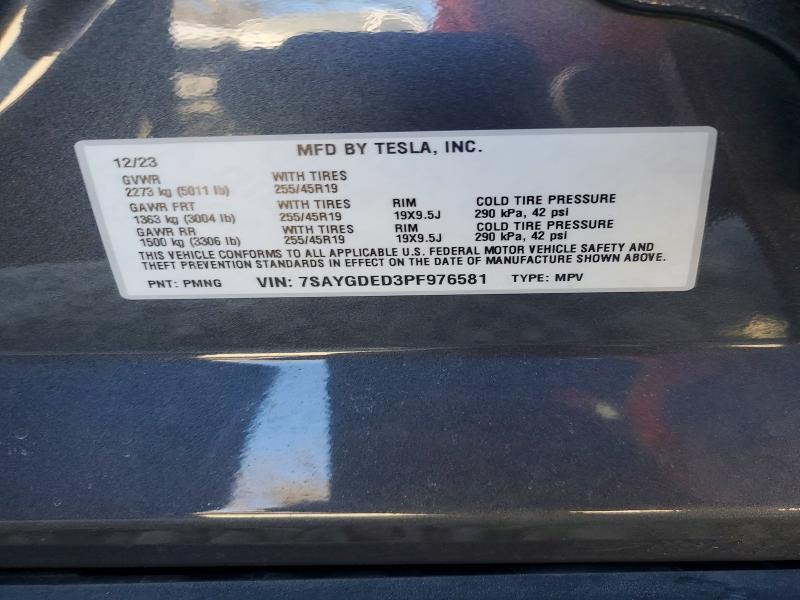 62697306 :رقم المزاد ، 7SAYGDED3PF976581 vin ، 2023 Tesla Model Y مزاد بيع