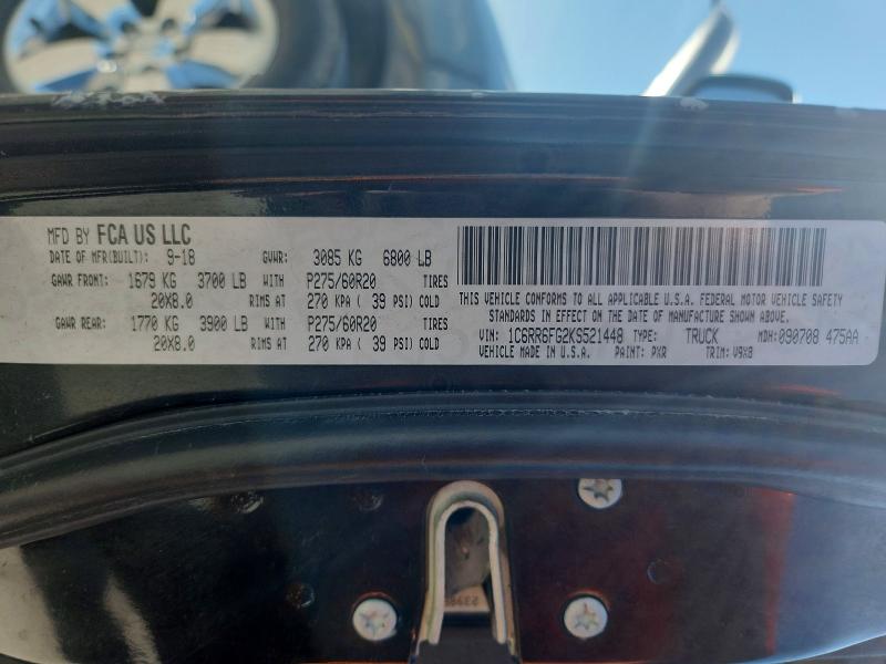 Продаж на аукціоні авто 2019 Ram 1500 Classic, vin: 1C6RR6FG2KS521448, номер лоту: 62297666