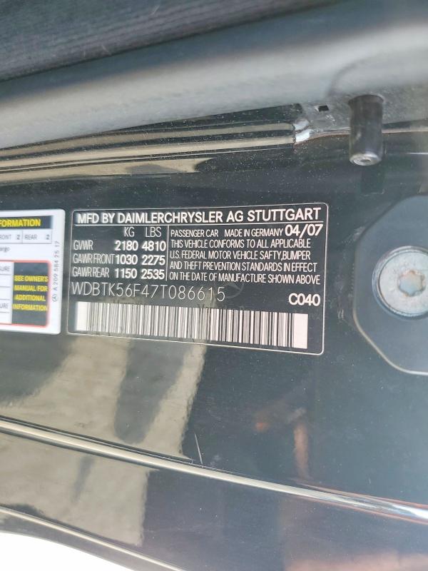 61946576 :رقم المزاد ، WDBTK56F47T086615 vin ، 2007 Mercedes-benz Clk مزاد بيع