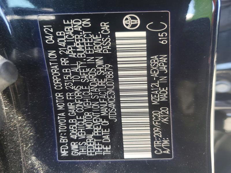 Продажа на аукционе авто 2021 Toyota Corolla, vin: JTDS4MCE3MJ078879, номер лота: 62521486