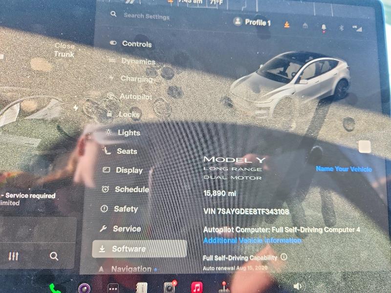 60700156 :رقم المزاد ، 7SAYGDEE8TF343108 vin ، 2026 Tesla Model Y مزاد بيع