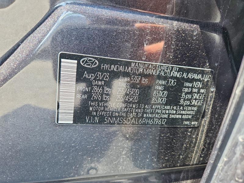 2023 Hyundai Santa Fe მანქანა იყიდება აუქციონზე, vin: 5NMS5DAL6PH619612, აუქციონის ნომერი: 60465066