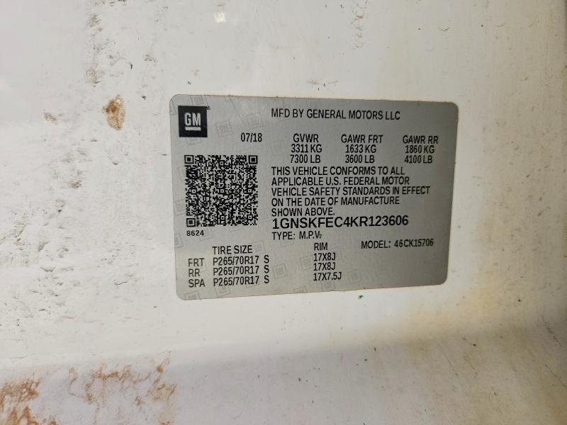 Продажа на аукционе авто 2019 Chevrolet Tahoe, vin: 1GNSKFEC4KR123606, номер лота: 62018886
