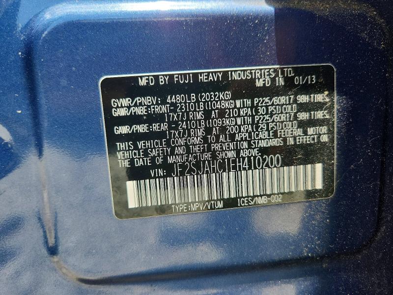 2014 Subaru Forester მანქანა იყიდება აუქციონზე, vin: JF2SJAHC1EH410200, აუქციონის ნომერი: 59098626