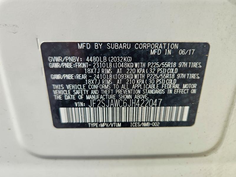 Продажа на аукционе авто 2018 Subaru Forester, vin: JF2SJAWC6JH422047, номер лота: 62019136