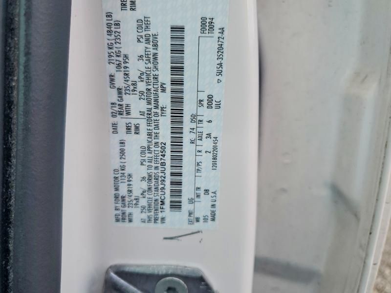 Aukcja sprzedaży 2018 Ford Escape, vin: 1FMCU9J92JUB74502, numer aukcji: 62271816