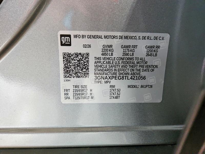 Продажа на аукционе авто 2026 Chevrolet Equinox, vin: 3GNAXPEG8TL421056, номер лота: 54600716