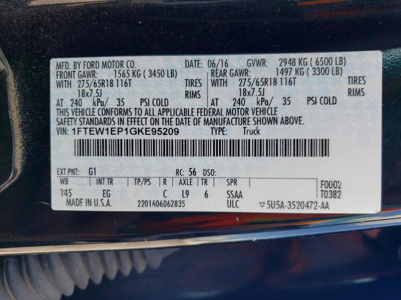 Продаж на аукціоні авто 2016 Ford F150, vin: 1FTEW1EP1GKE95209, номер лоту: 63122946