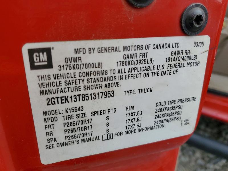 Aukcja sprzedaży 2005 Gmc New Sierra, vin: 2GTEK13T851317953, numer aukcji: 60436906