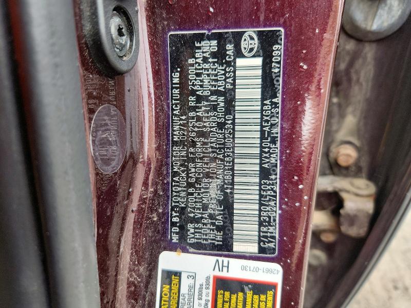 2014 Toyota Avalon Hybrid მანქანა იყიდება აუქციონზე, vin: 4T1BD1EB3EU025340, აუქციონის ნომერი: 61300286