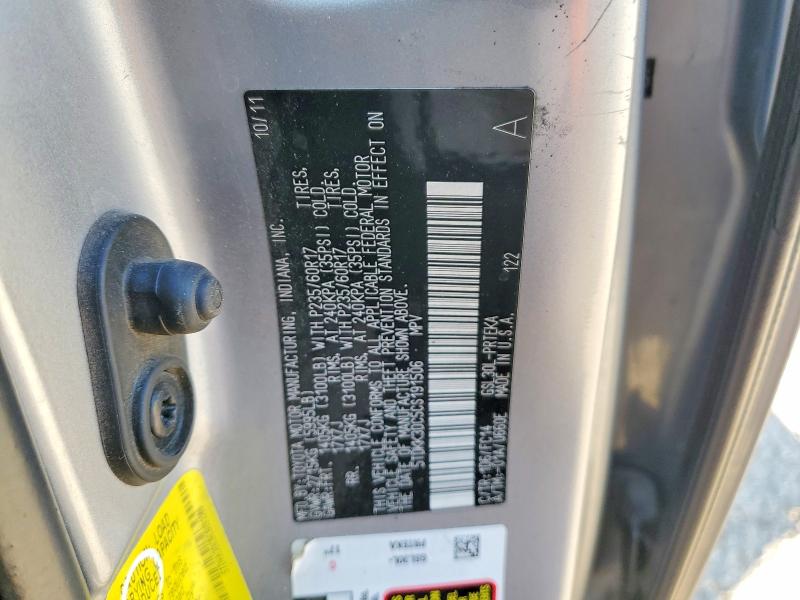 63214206 :رقم المزاد ، 5TDKK3DC5CS191506 vin ، 2012 Toyota Sienna مزاد بيع