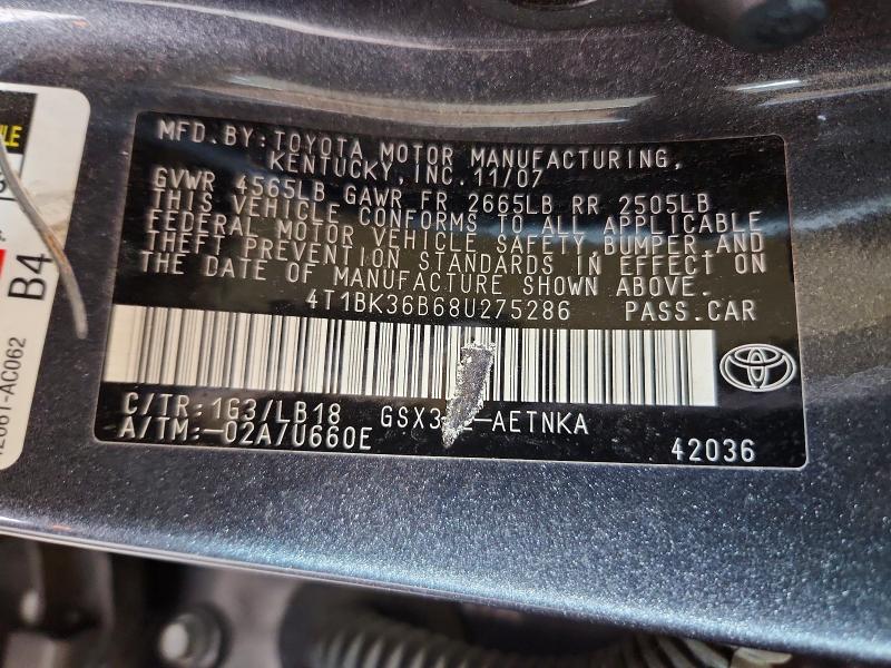 Продажа на аукционе авто 2008 Toyota Avalon, vin: 4T1BK36B68U275286, номер лота: 63028986