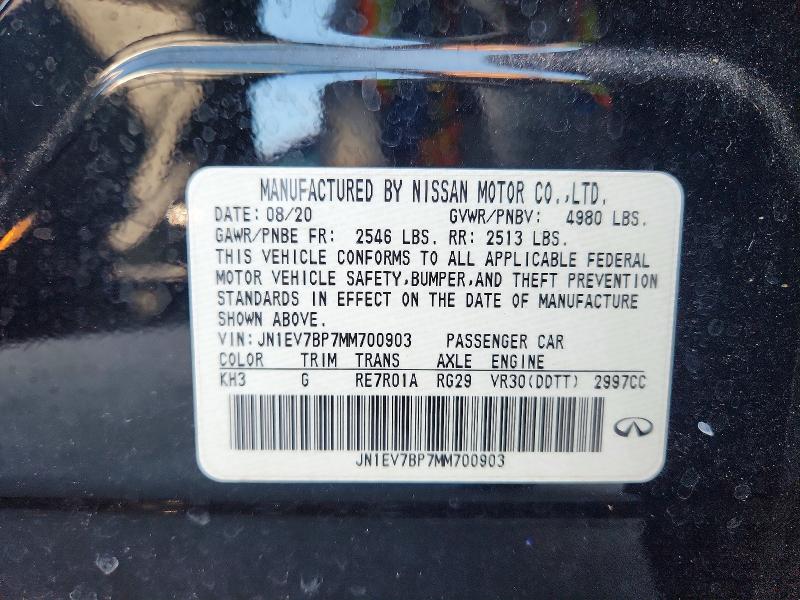 2021 Infiniti Q50 მანქანა იყიდება აუქციონზე, vin: JN1EV7BP7MM700903, აუქციონის ნომერი: 61511546