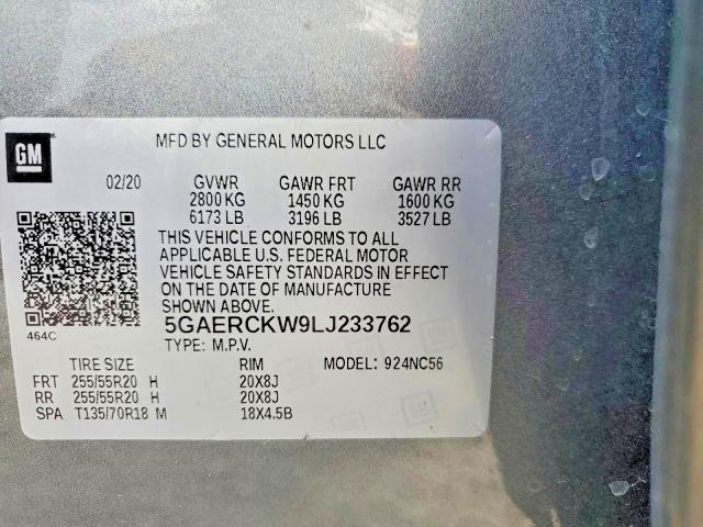 Продажа на аукционе авто 2020 Buick Enclave, vin: 5GAERCKW9LJ233762, номер лота: 61639846