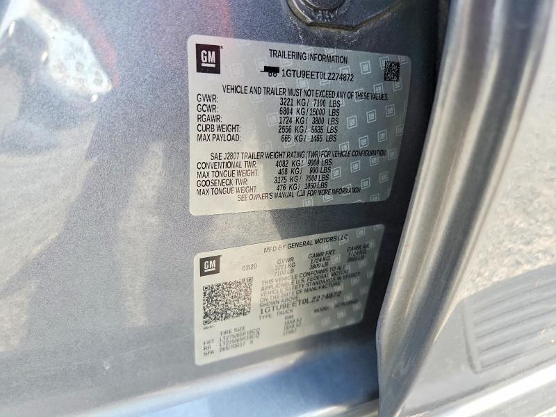 Aukcja sprzedaży 2020 Gmc Sierra, vin: 1GTU9EET0LZ274872, numer aukcji: 63189136