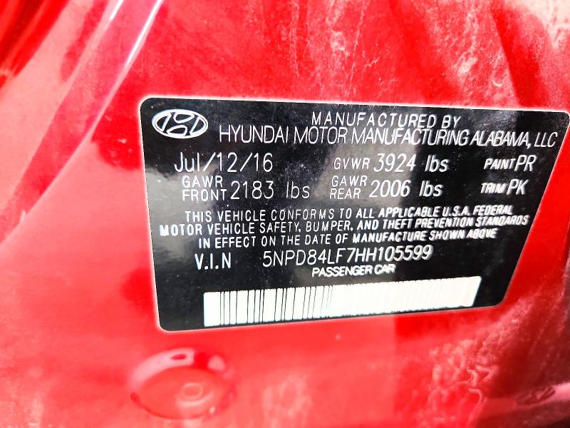 Aukcja sprzedaży 2017 Hyundai Elantra, vin: 5NPD84LF7HH105599, numer aukcji: 60543256
