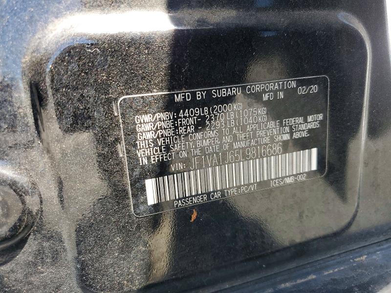 Продаж на аукціоні авто 2020 Subaru Wrx, vin: JF1VA1J65L9816686, номер лоту: 61811396