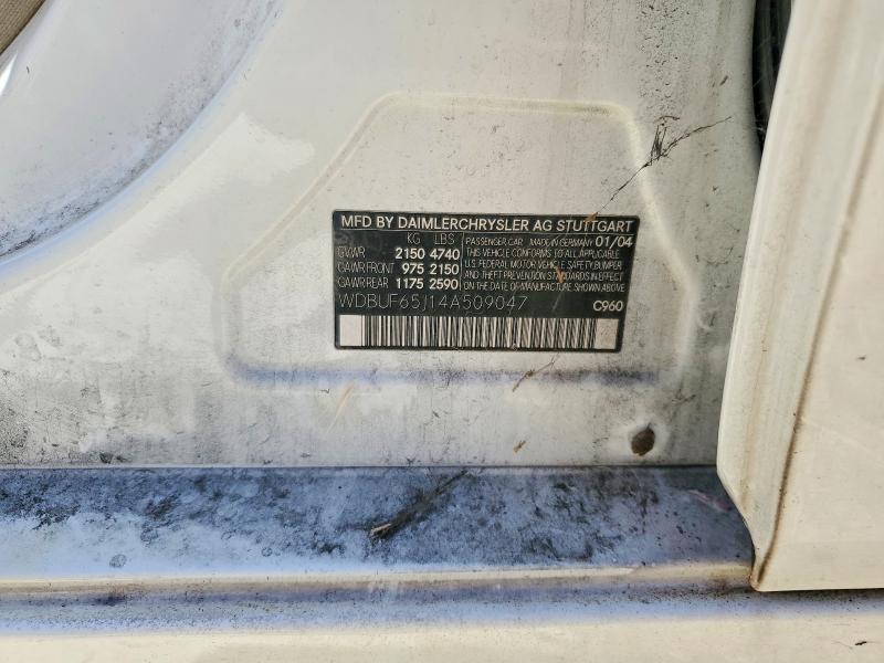 61337606 :رقم المزاد ، WDBUF65J14A509047 vin ، 2004 Mercedes-benz E مزاد بيع