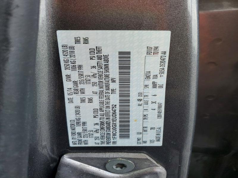 Продажа на аукционе авто 2014 Ford Escape, vin: 1FMCU0GX1EUD64752, номер лота: 60656846