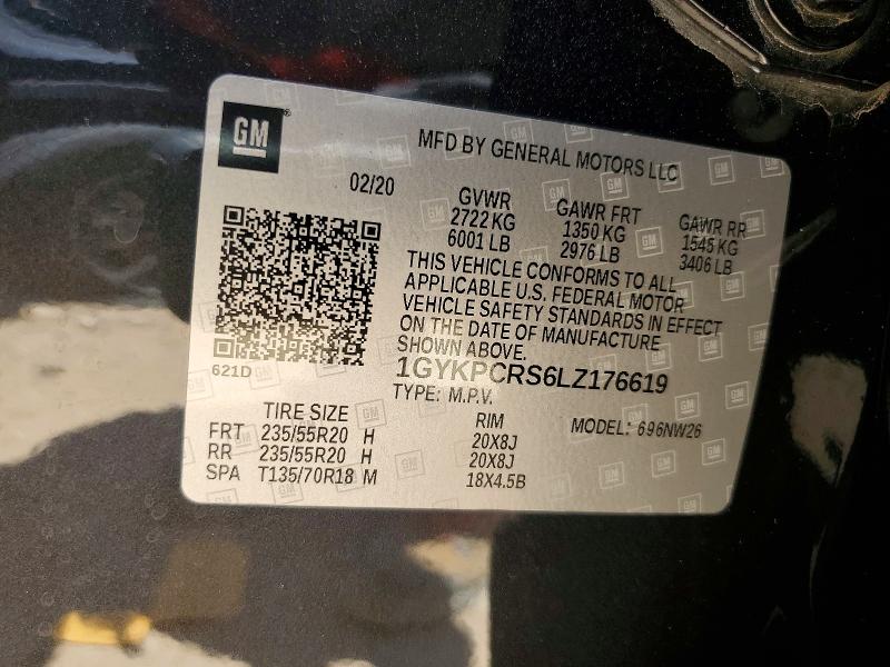 61423186 :رقم المزاد ، 1GYKPCRS6LZ176619 vin ، 2020 Cadillac Xt6 مزاد بيع