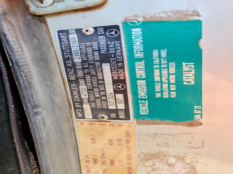 Aukcja sprzedaży 1977 Mercedes-benz 450, vin: 10702412017694, numer aukcji: 61620526