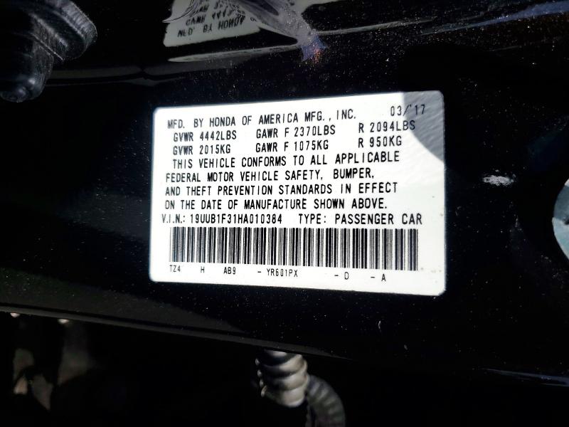 61531446 :رقم المزاد ، 19UUB1F31HA010384 vin ، 2017 Acura Tlx مزاد بيع