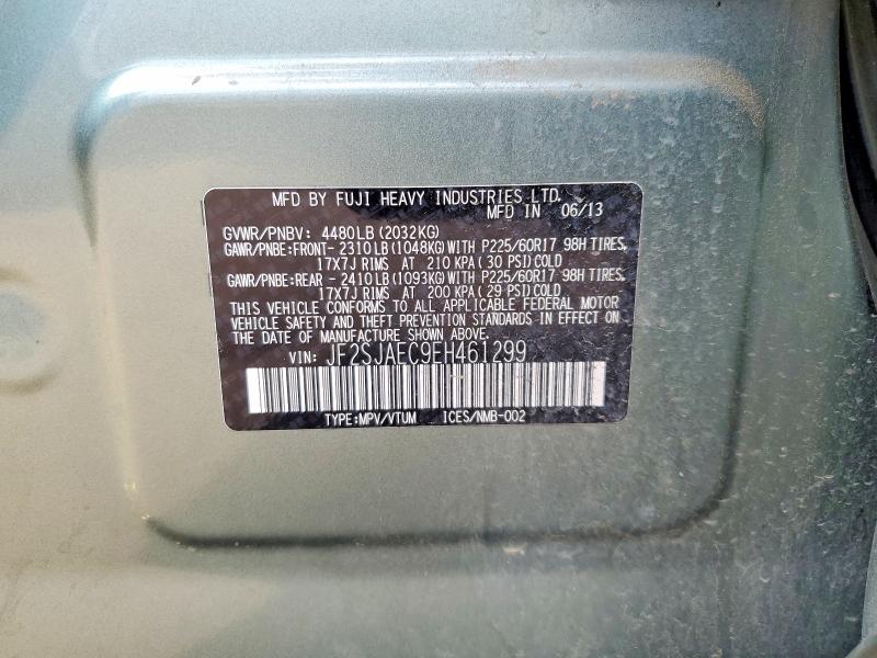 2014 Subaru Forester მანქანა იყიდება აუქციონზე, vin: JF2SJAEC9EH461299, აუქციონის ნომერი: 46851496