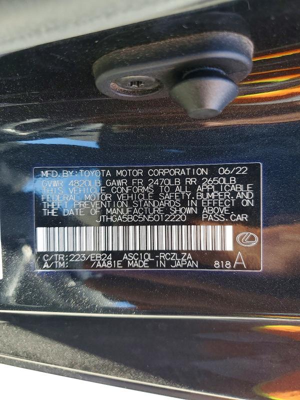 Aukcja sprzedaży 2022 Lexus Rc 300, vin: JTHGA5BC5N5012220, numer aukcji: 58287166