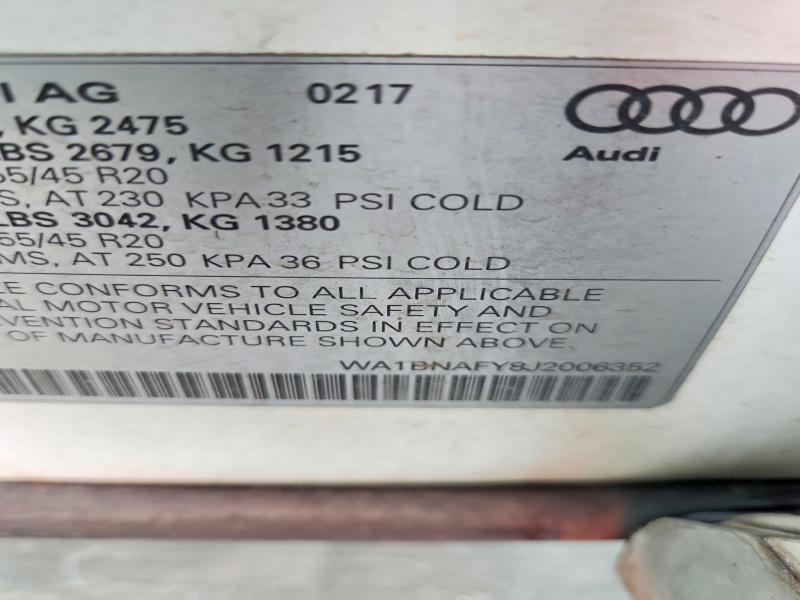 Aukcja sprzedaży 2018 Audi Q5, vin: WA1BNAFY8J2006352, numer aukcji: 60139666