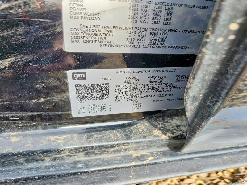 Aukcja sprzedaży 2022 Gmc Sierra Limited, vin: 1GTU9DED5NZ101239, numer aukcji: 63007936