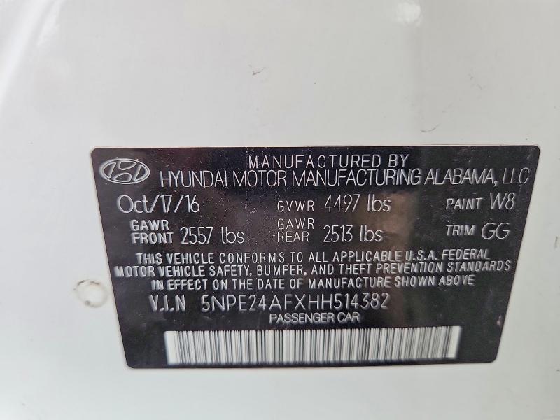 Aukcja sprzedaży 2017 Hyundai Sonata, vin: 5NPE24AFXHH514382, numer aukcji: 60786076