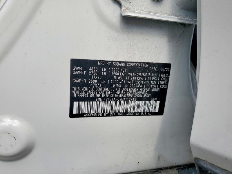 Aukcja sprzedaży 2022 Subaru Outback, vin: 4S4BTAFC3N3113742, numer aukcji: 59194546