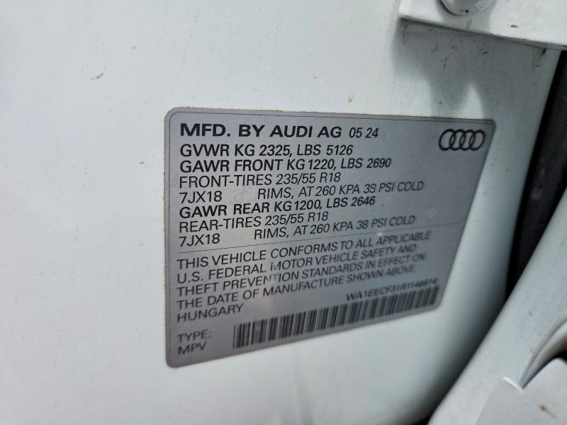 Aukcja sprzedaży 2024 Audi Q3, vin: WA1EECF31R1146614, numer aukcji: 61935506