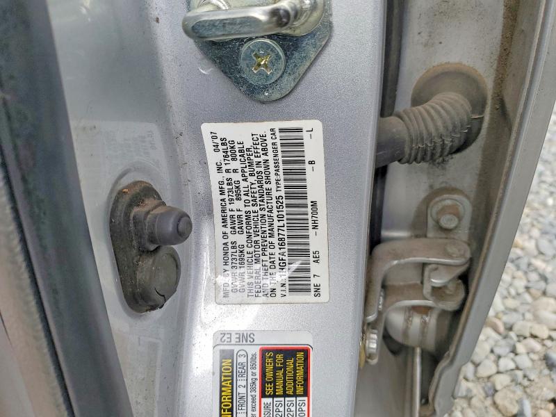 Продажа на аукционе авто 2007 Honda Civic, vin: 1HGFA16877L101525, номер лота: 59161166