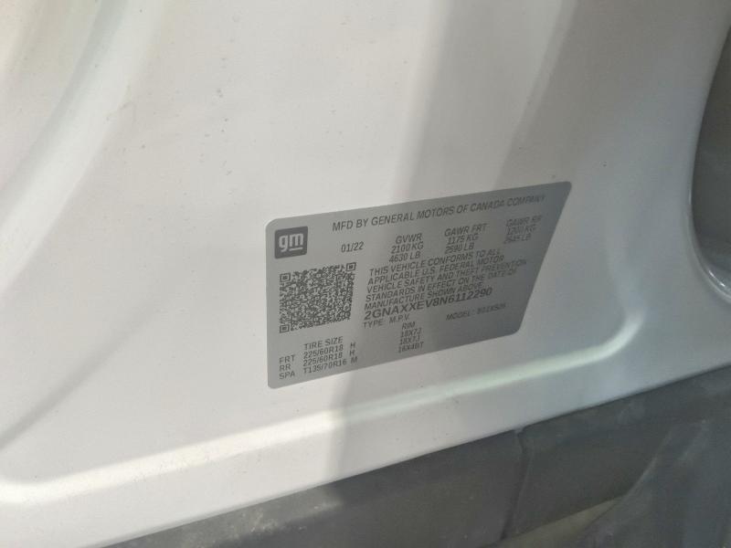 Продажа на аукционе авто 2022 Chevrolet Equinox, vin: 2GNAXXEV8N6112290, номер лота: 59105626