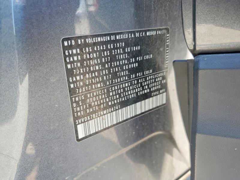 Продаж на аукціоні авто 2022 Volkswagen Taos, vin: 3VVDX7B22NM004741, номер лоту: 62085536