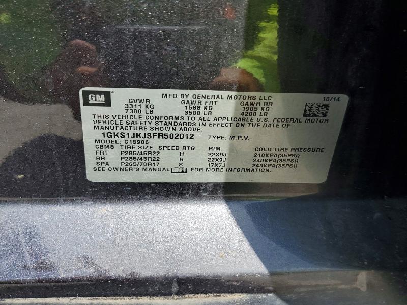 61962496 :رقم المزاد ، 1GKS1JKJ3FR502012 vin ، 2015 Gmc Yukon Xl مزاد بيع