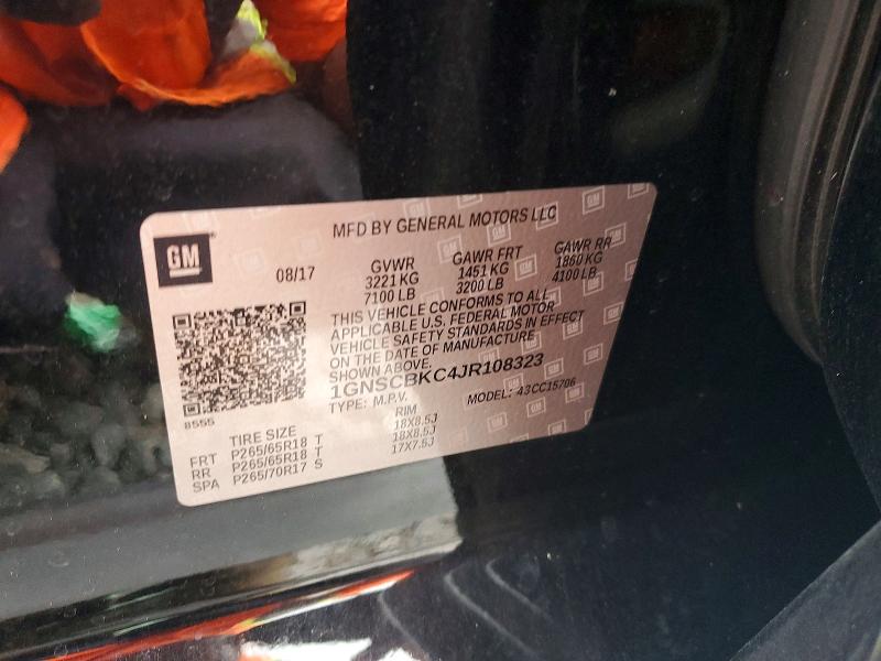 2018 Chevrolet Tahoe მანქანა იყიდება აუქციონზე, vin: 1GNSCBKC4JR108323, აუქციონის ნომერი: 60403746