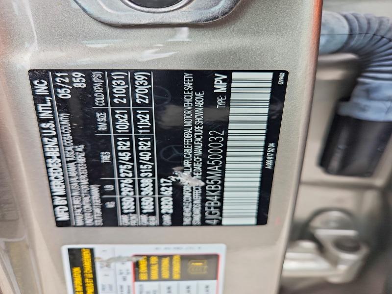 63130766 :رقم المزاد ، 4JGFB4KB5MA500032 vin ، 2021 Mercedes-benz Gle مزاد بيع