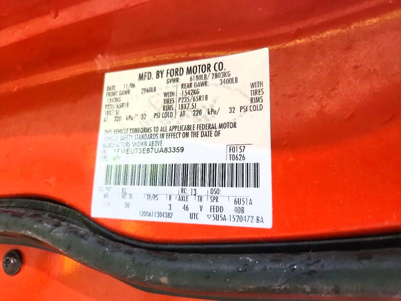 Aukcja sprzedaży 2007 Ford Explorer, vin: 1FMEU73E67UA83359, numer aukcji: 60841836