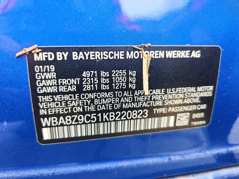 Продажа на аукционе авто 2019 Bmw 330xi, vin: WBA8Z9C51KB220823, номер лота: 62916046
