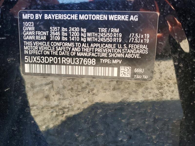 85609155 :رقم المزاد ، 5UX53DP01R9U37698 vin ، 2024 Bmw X3 مزاد بيع