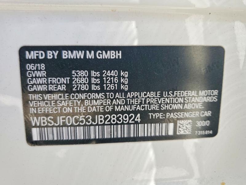 Aukcja sprzedaży 2018 Bmw M5, vin: WBSJF0C53JB283924, numer aukcji: 61221406